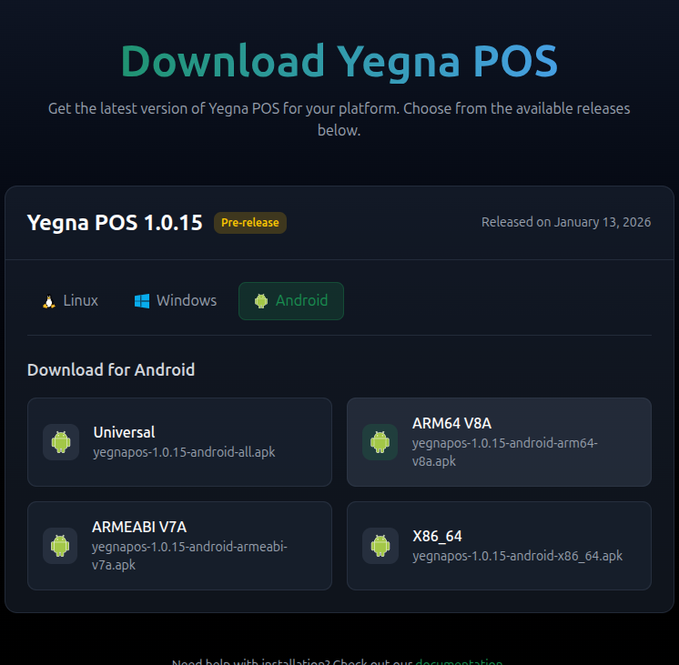 Android releases list