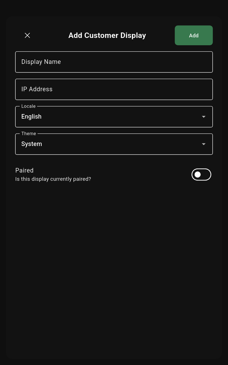 Customer display form empty