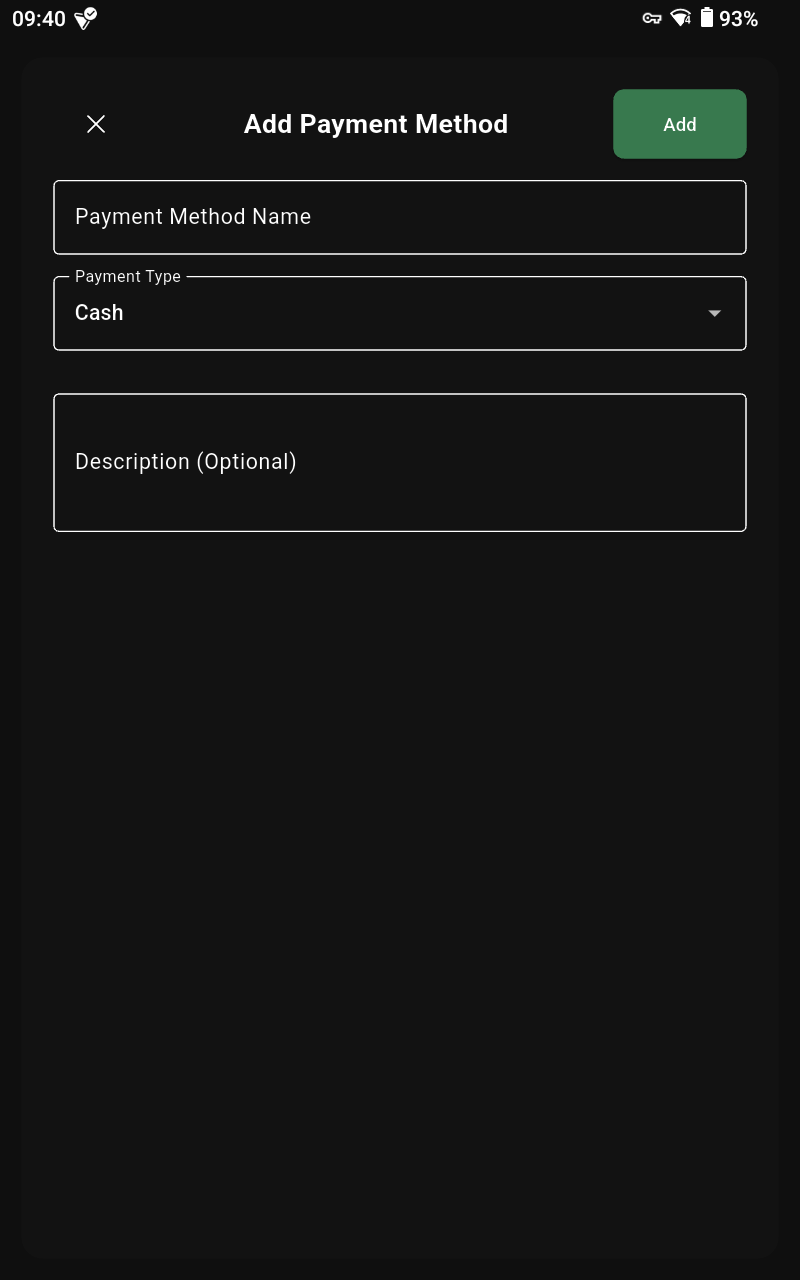 Payment method form empty